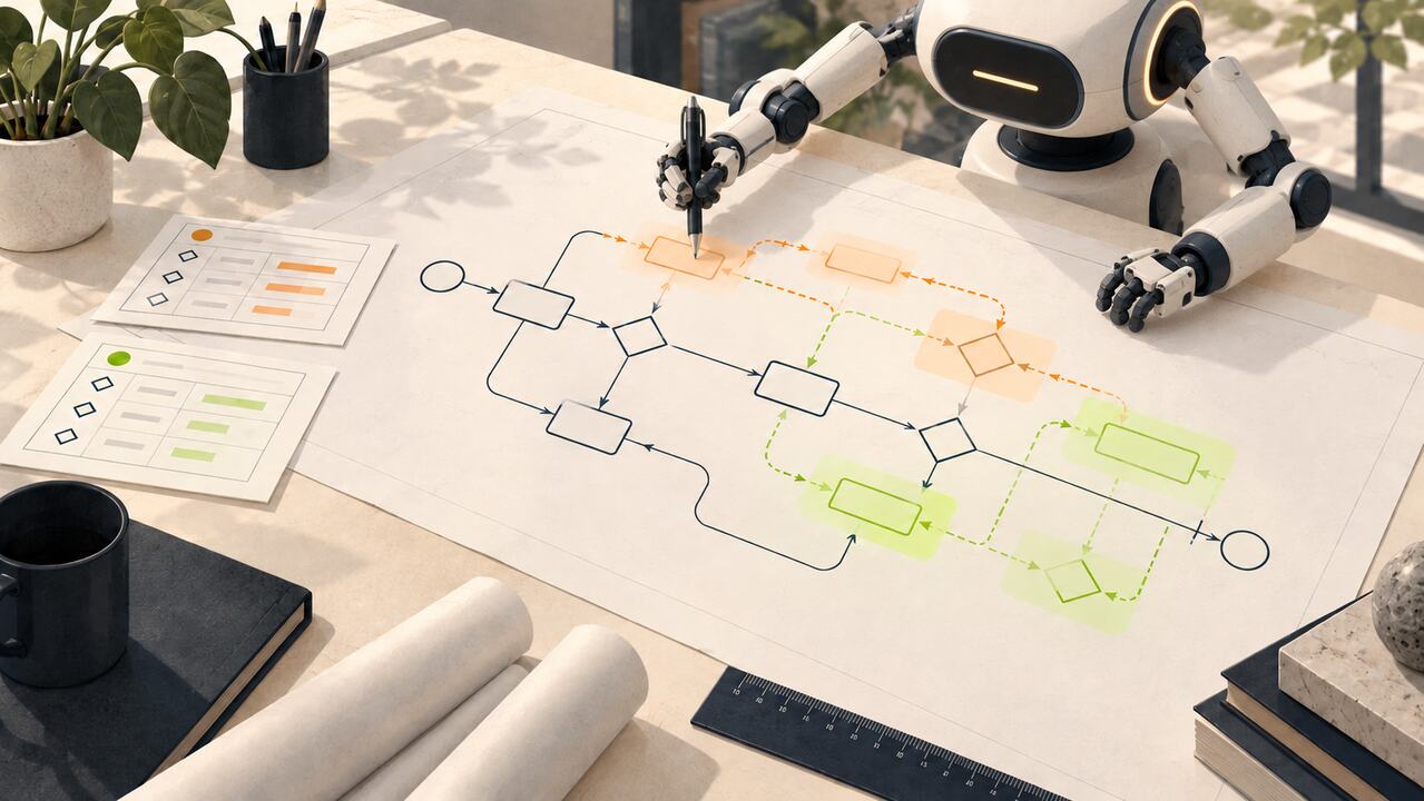 An autonomous AI agent redesigning a business workflow